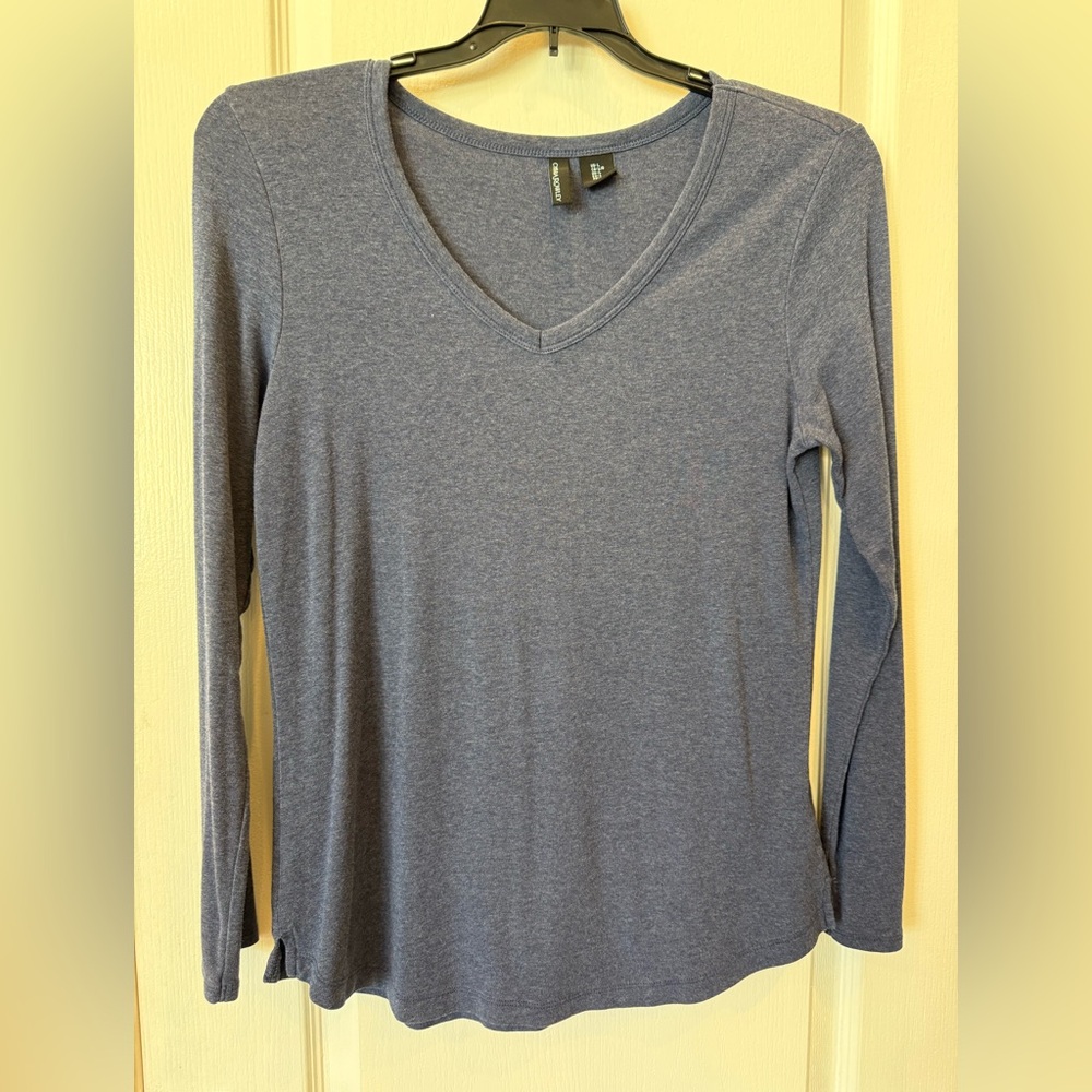 Blue V Neck Long Sleeve Tee Cynthia Rowley Soft Basic Top L 🎉 2 For $20 🎉